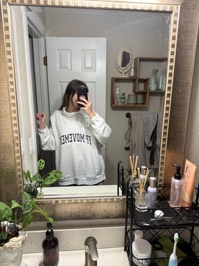 FP Movement by Free People Cream Crewneck Pullover with Logo